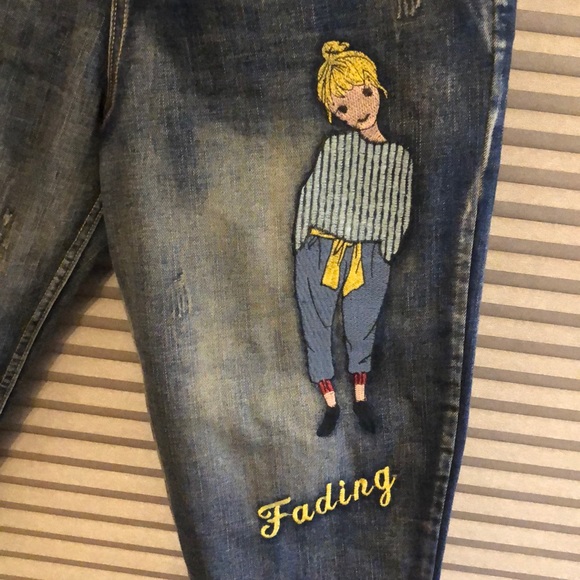 Patchwork elastic waist Jean denim. - Picture 3 of 9